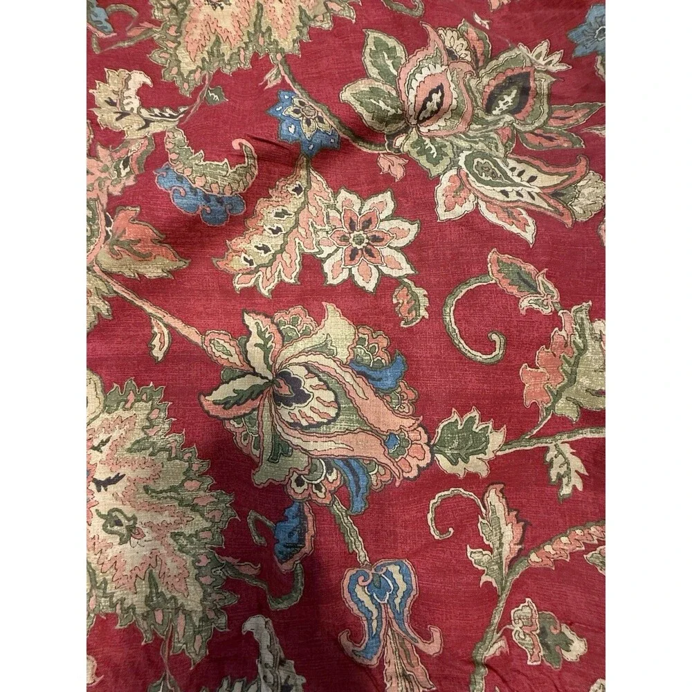Chaps Annabelle 2 King Shams Red Jacobean Floral Paisley Jute Trim